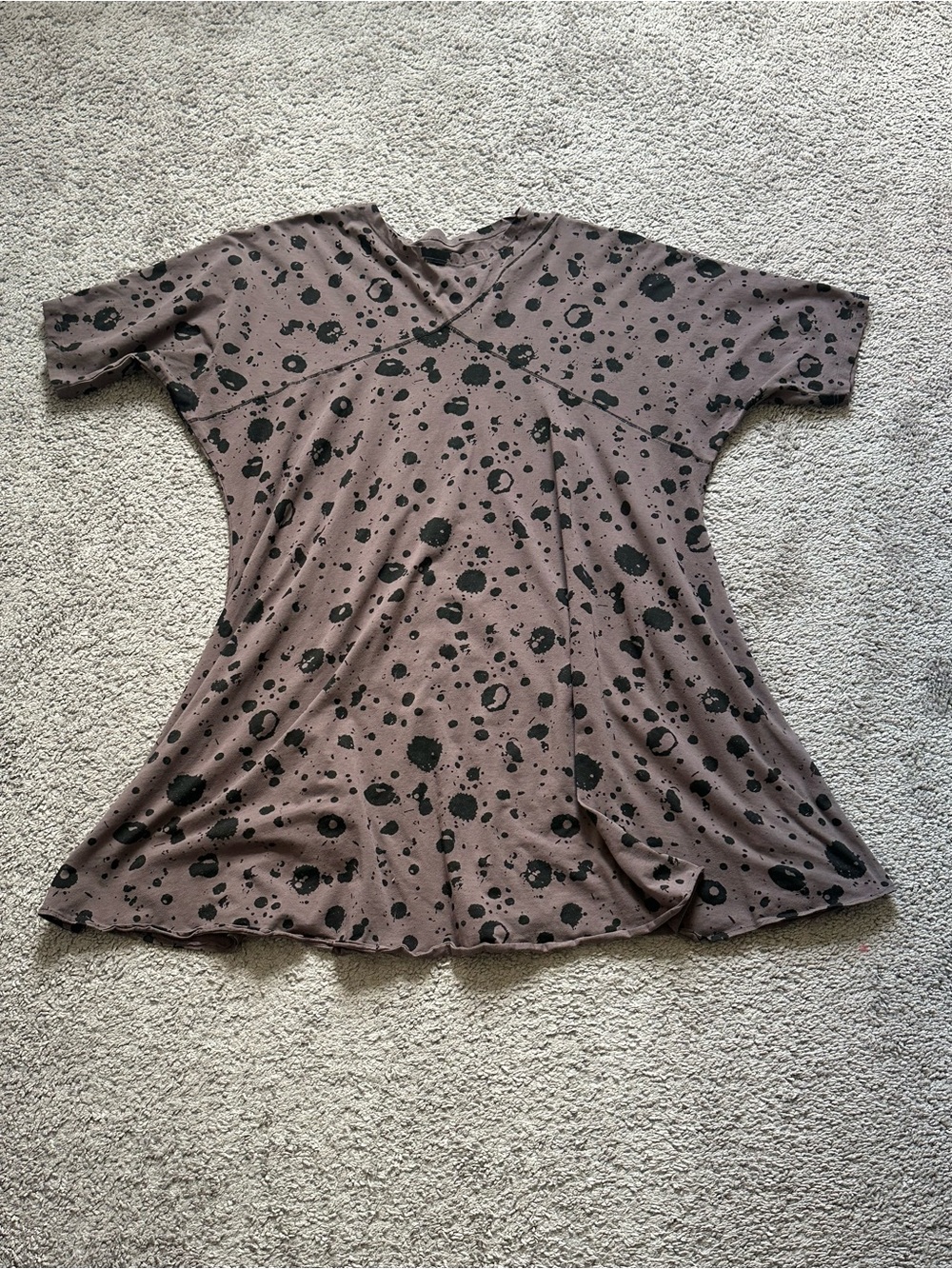 MxM Matthildur Women’s V-Neck Short Sleeve dress Gray/Black Splatter S/M